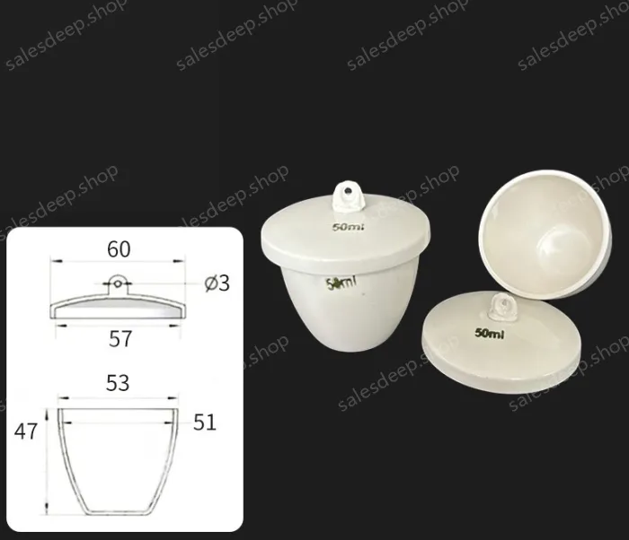 Ceramic crucibles 50ml+ lid
